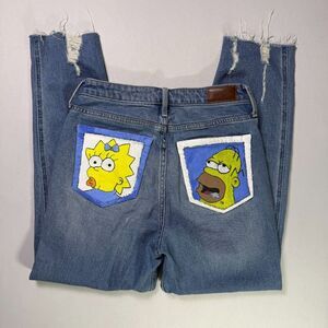 Hollister The Simpsons Jeans 7R 28x27 Hand Painted Distressed Skinny Jeans 2/$50